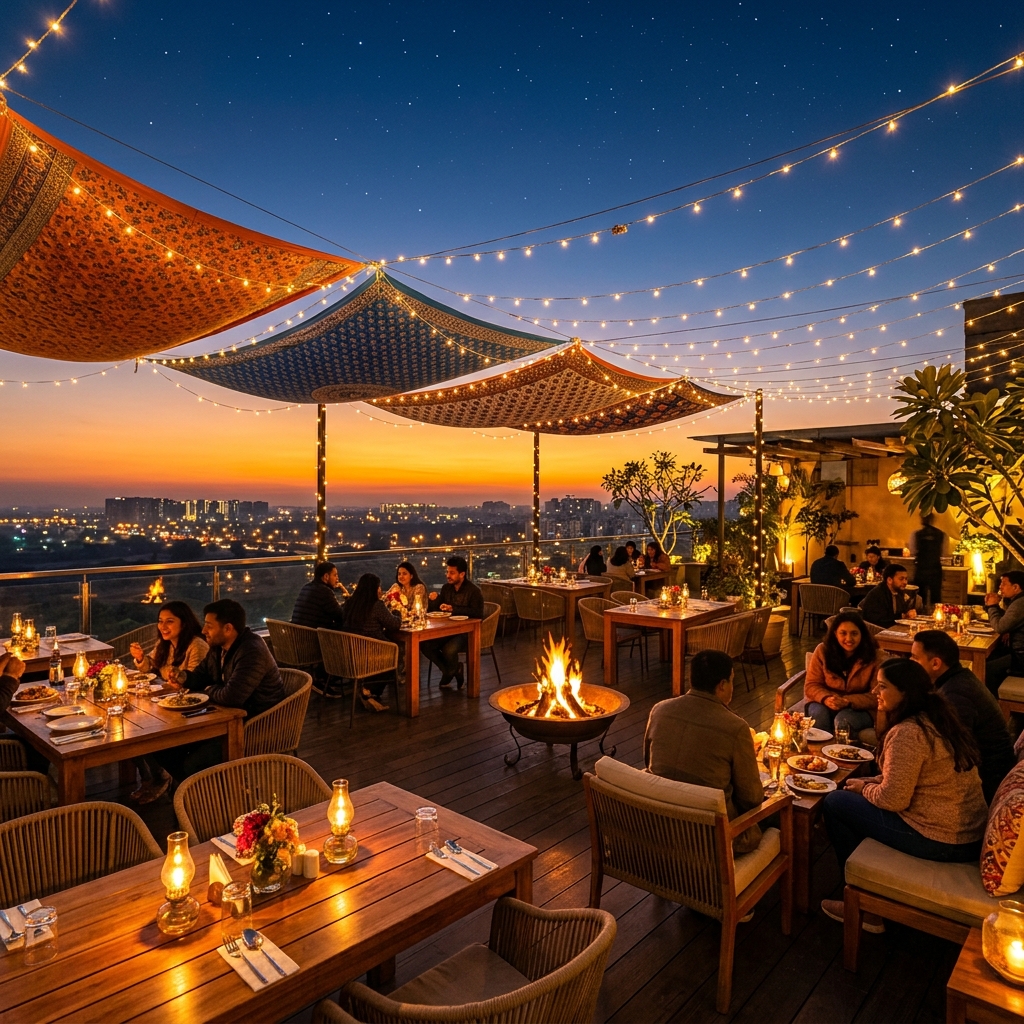 Rooftop terrace sunset